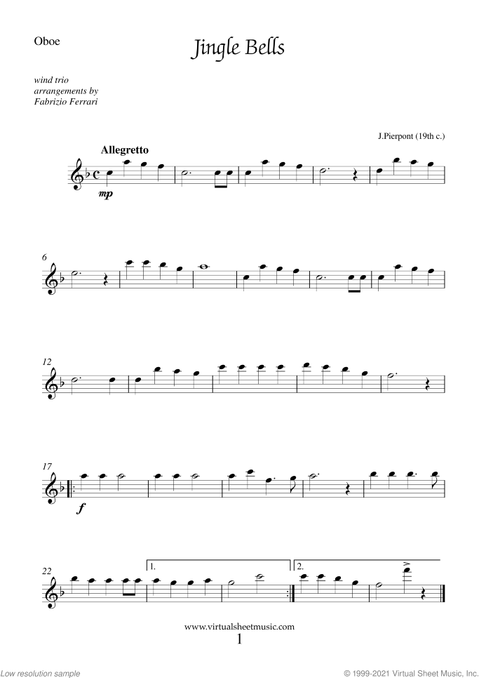 Christmas Sheet Music and Carols for wind trio (2), easy skill level