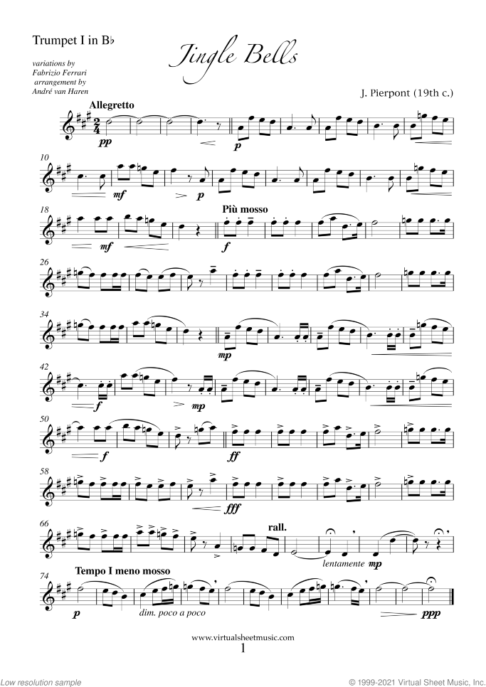 Christmas Variations - Advanced Christmas Carols (parts) sheet music for brass quartet, Christmas carol score, advanced skill level