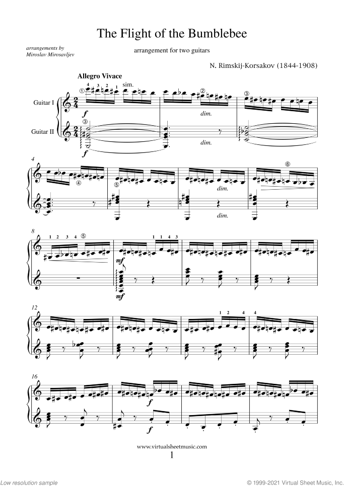 Five Pieces (coll. 1) sheet music for two guitars, classical score, intermediate duet