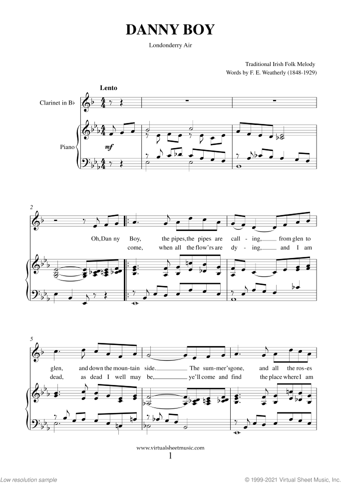 Saint Patrick's Day Collection sheet music for clarinet and piano, easy skill level