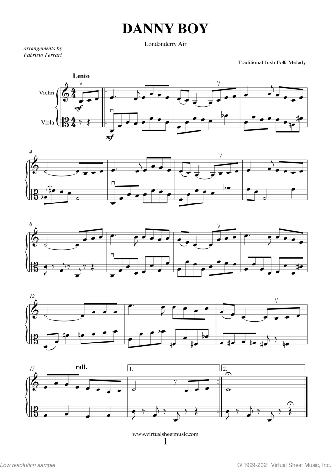 Saint Patrick's Day Collection sheet music for violin and viola, easy skill level