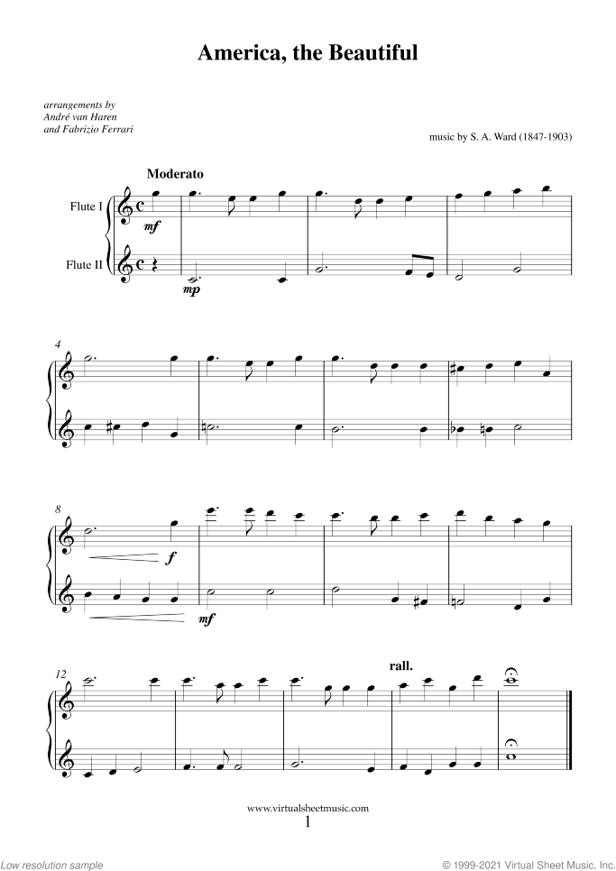Patriotic Collection sheet music for two flutes, easy/intermediate duet