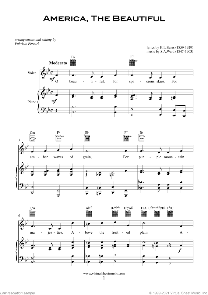 Patriotic Collection sheet music for piano, voice or other instruments, easy skill level