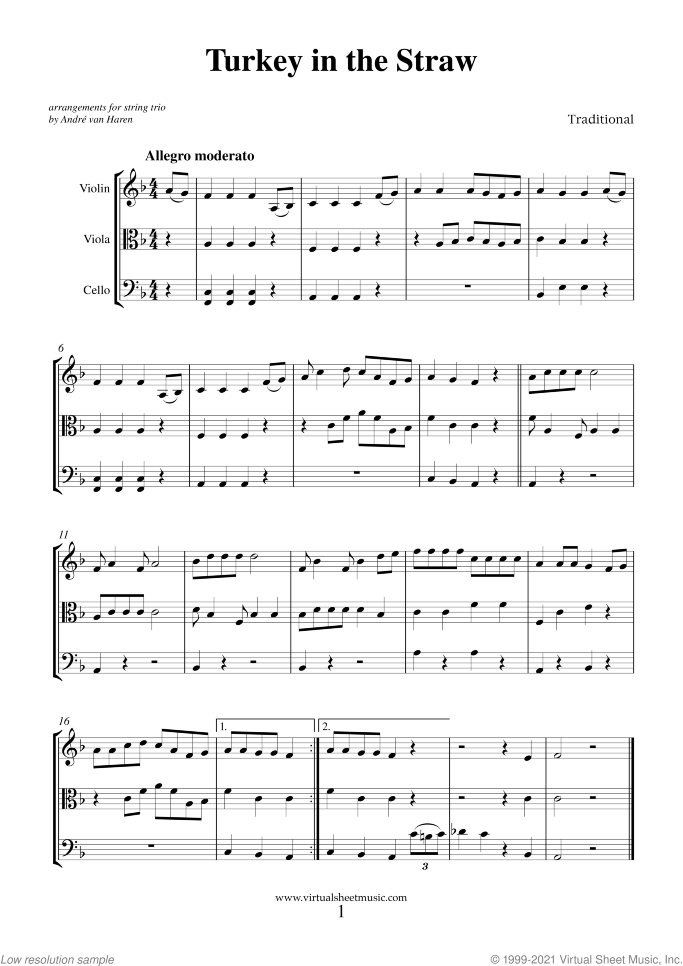 Thanksgiving Collection (f.score) sheet music for string trio, easy skill level