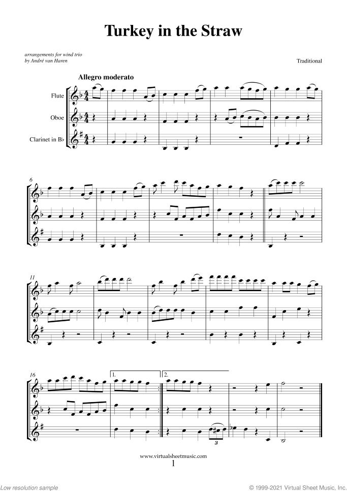 Thanksgiving Collection (f.score) sheet music for wind trio, easy/intermediate skill level