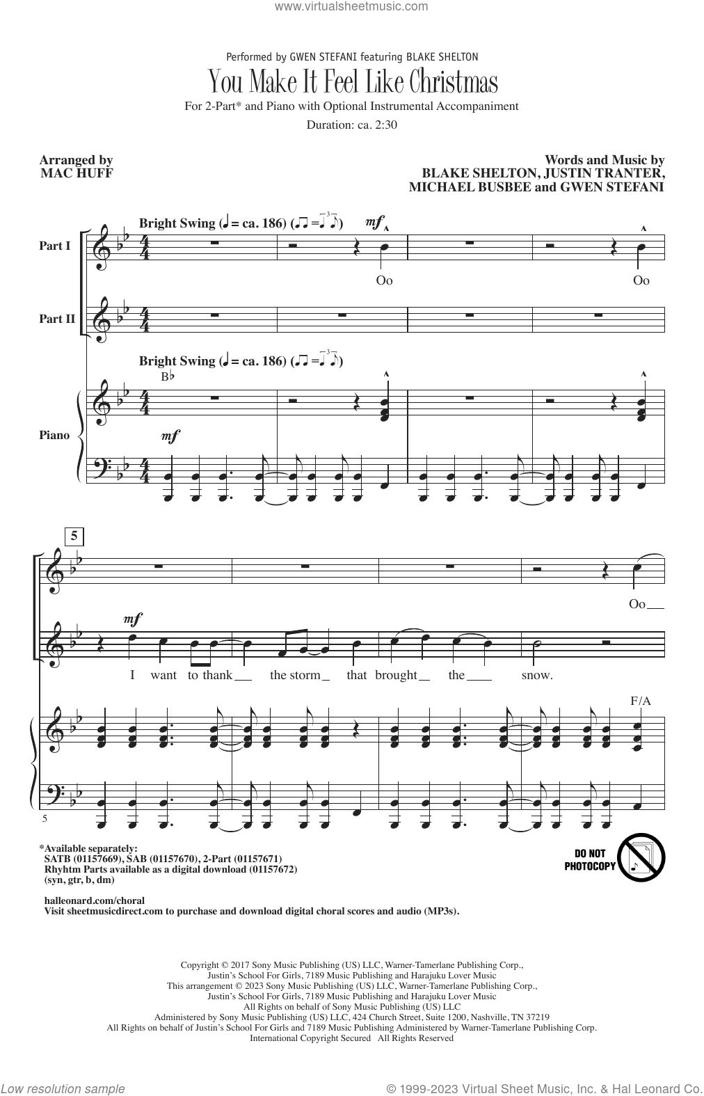 You Make It Feel Like Christmas Arr Mac Huff Sheet Music For Choir