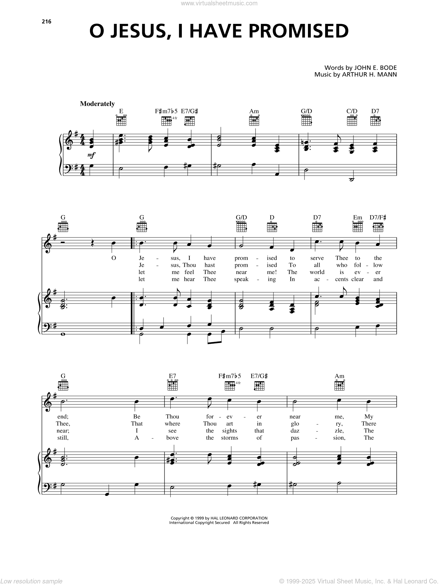 O Jesus I Have Promised Sheet Music For Voice Piano Or Guitar