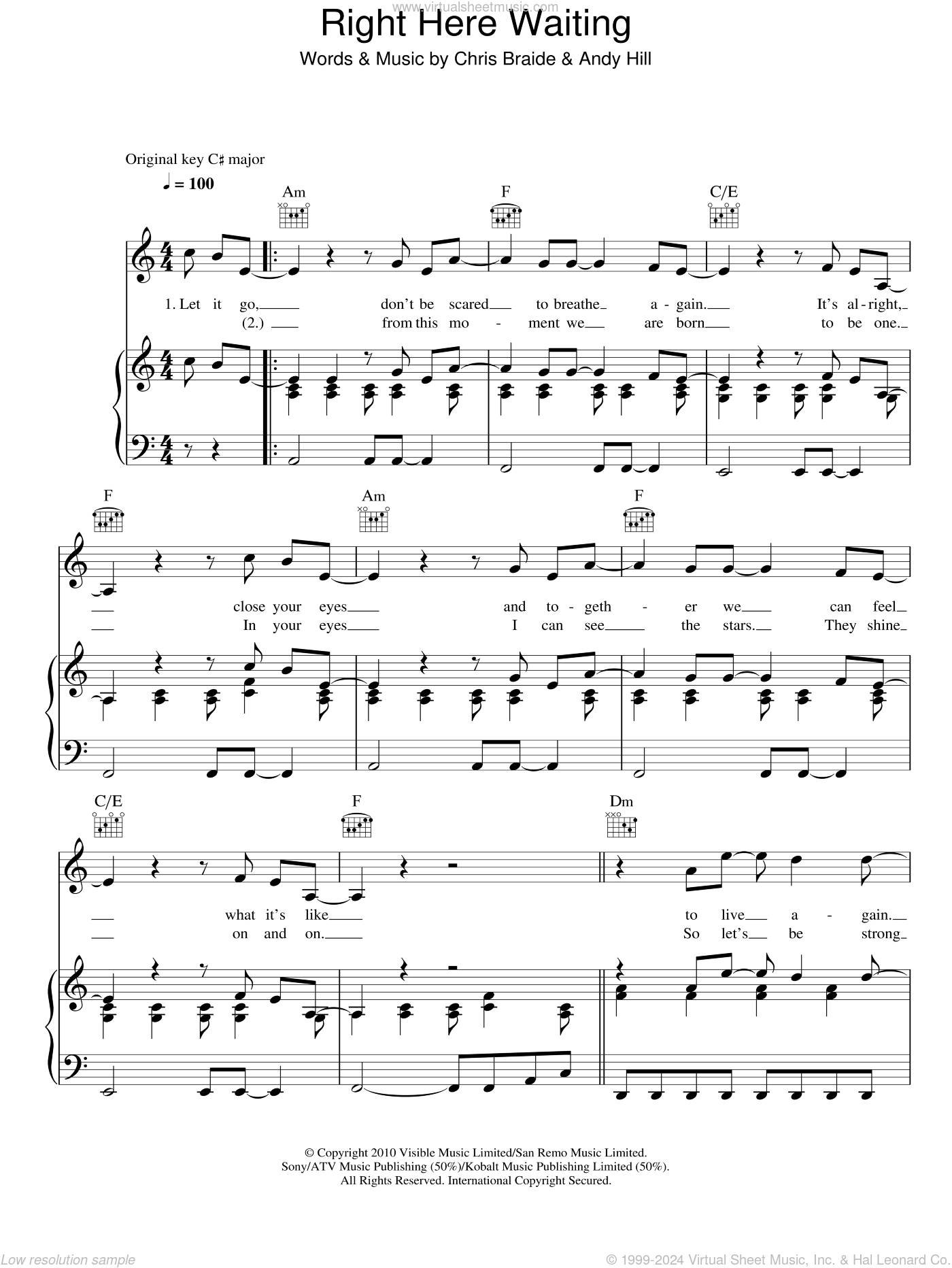 Right Here Waiting Sheet Music For Voice Piano Or Guitar PDF