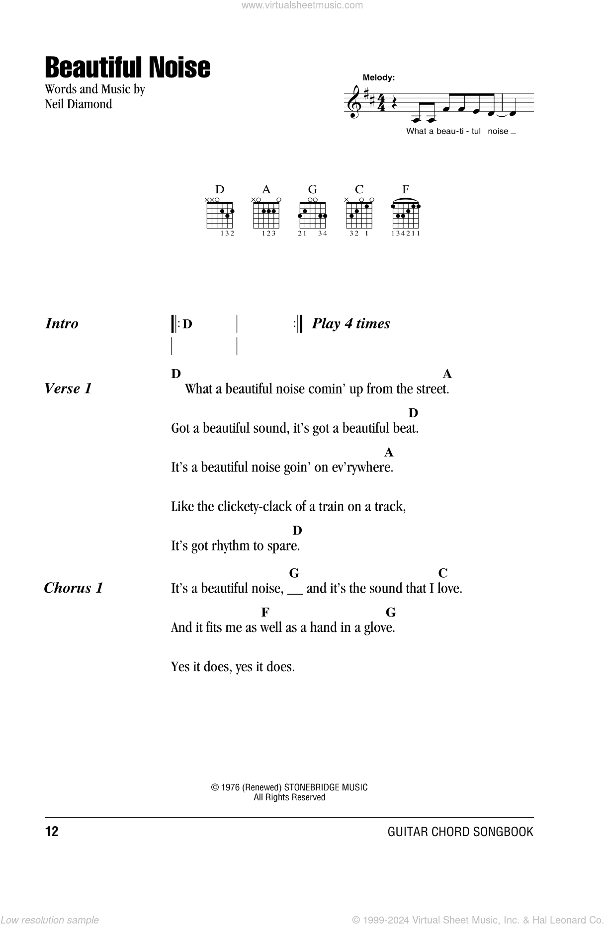 Beautiful Noise Sheet Music For Guitar Chords PDF