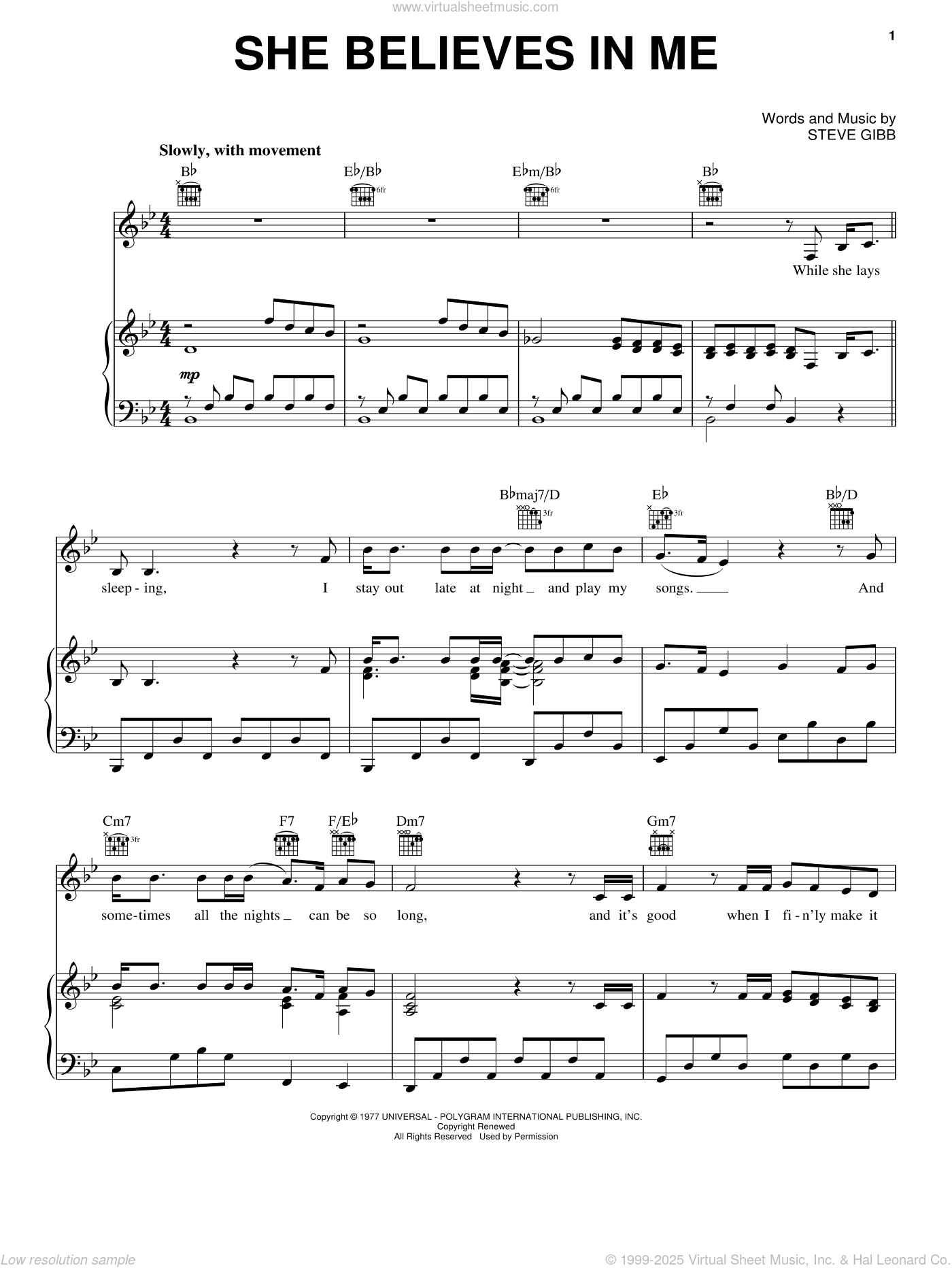 She Believes In Me Sheet Music For Voice Piano Or Guitar PDF