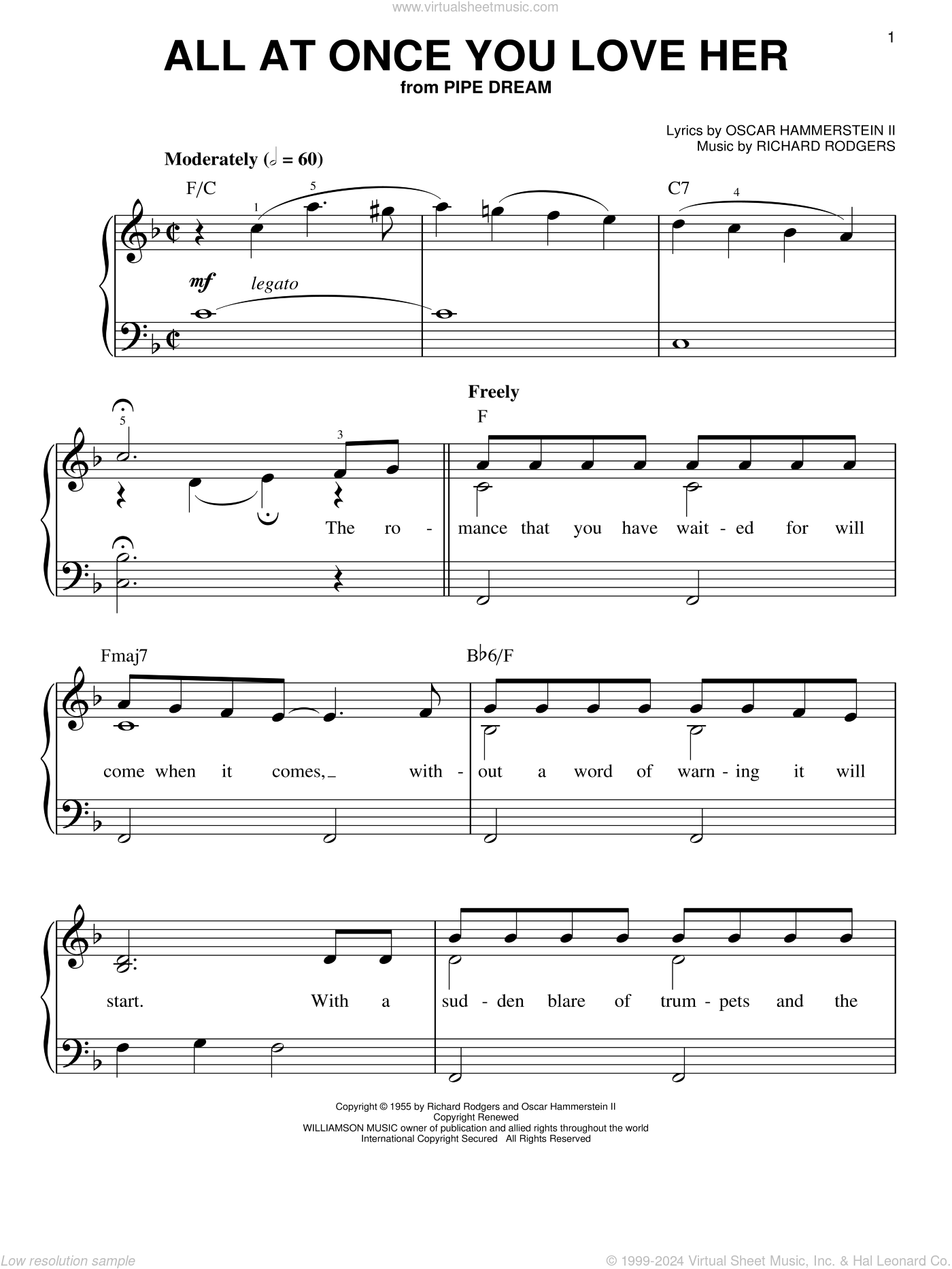 All At Once You Love Her Sheet Music For Piano Solo Pdf