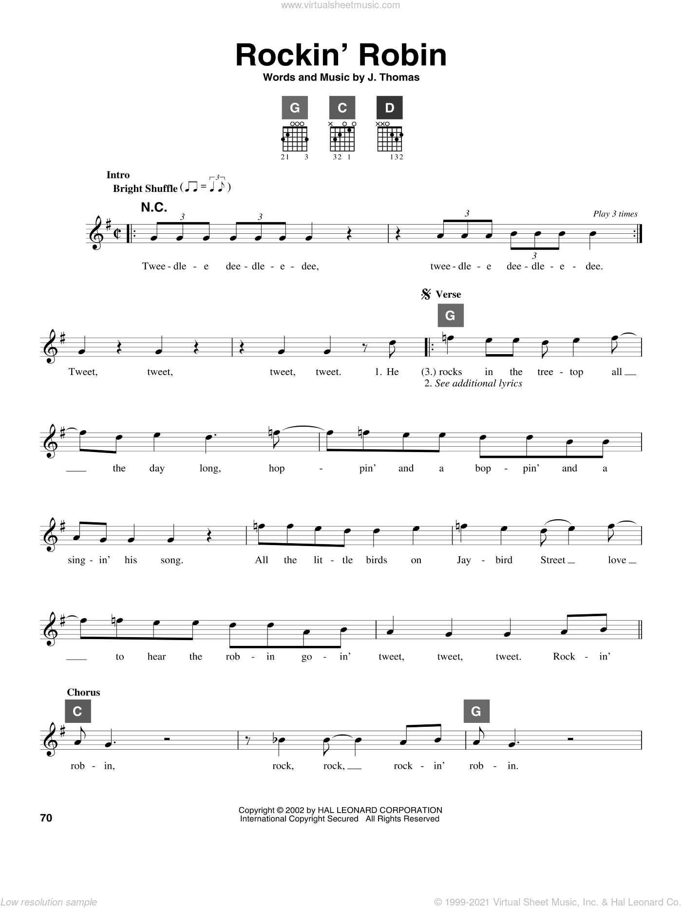 Rockin Robin Sheet Music For Guitar Solo ChordBuddy System