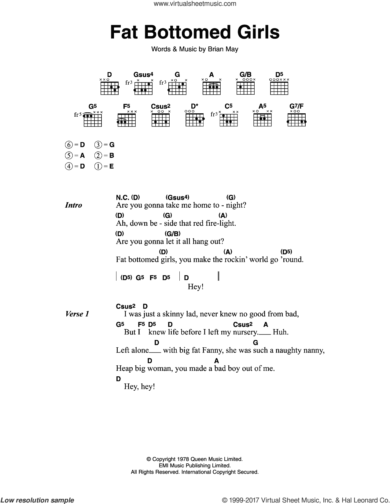 Queen Fat Bottomed Girls Sheet Music For Guitar Chords Pdf