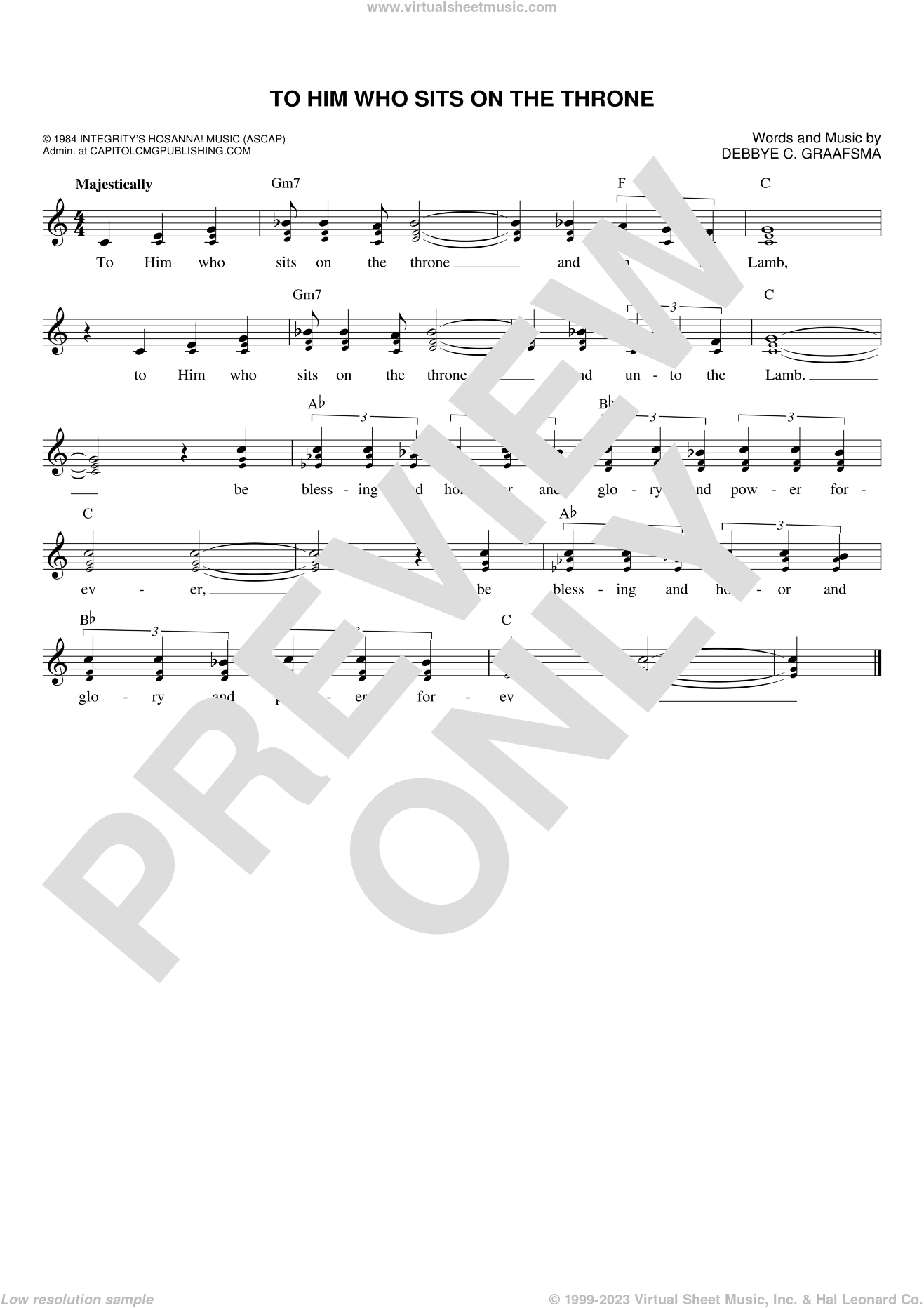 To Him Who Sits On The Throne Sheet Music Fake Book PDF