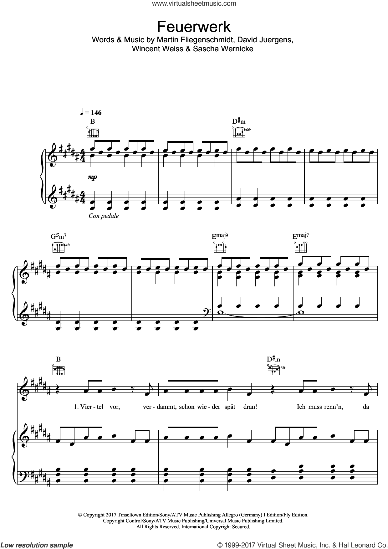 Feuerwerk Sheet Music For Voice Piano Or Guitar Pdf