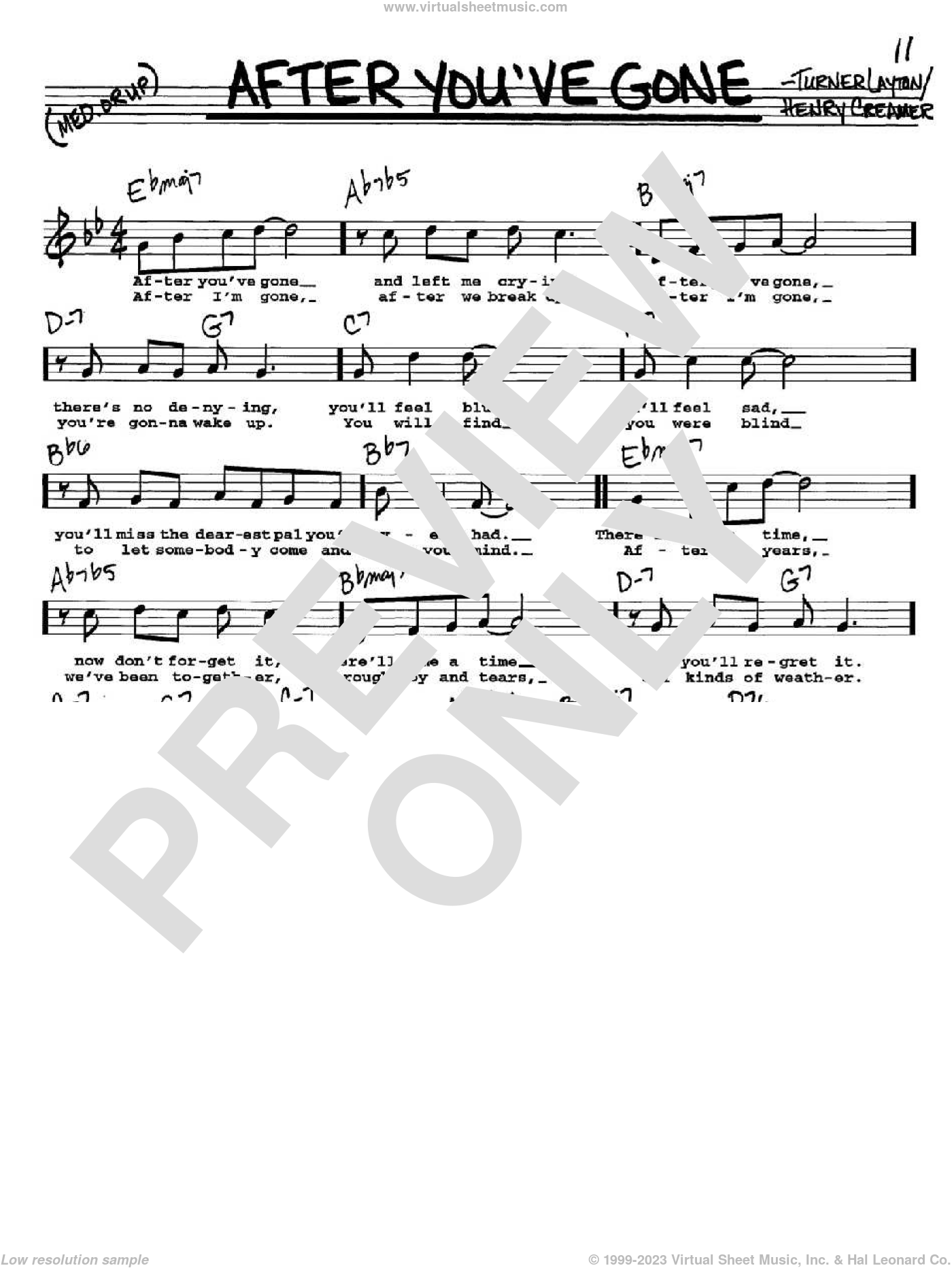 After You Ve Gone Sheet Music Real Book With Lyrics PDF