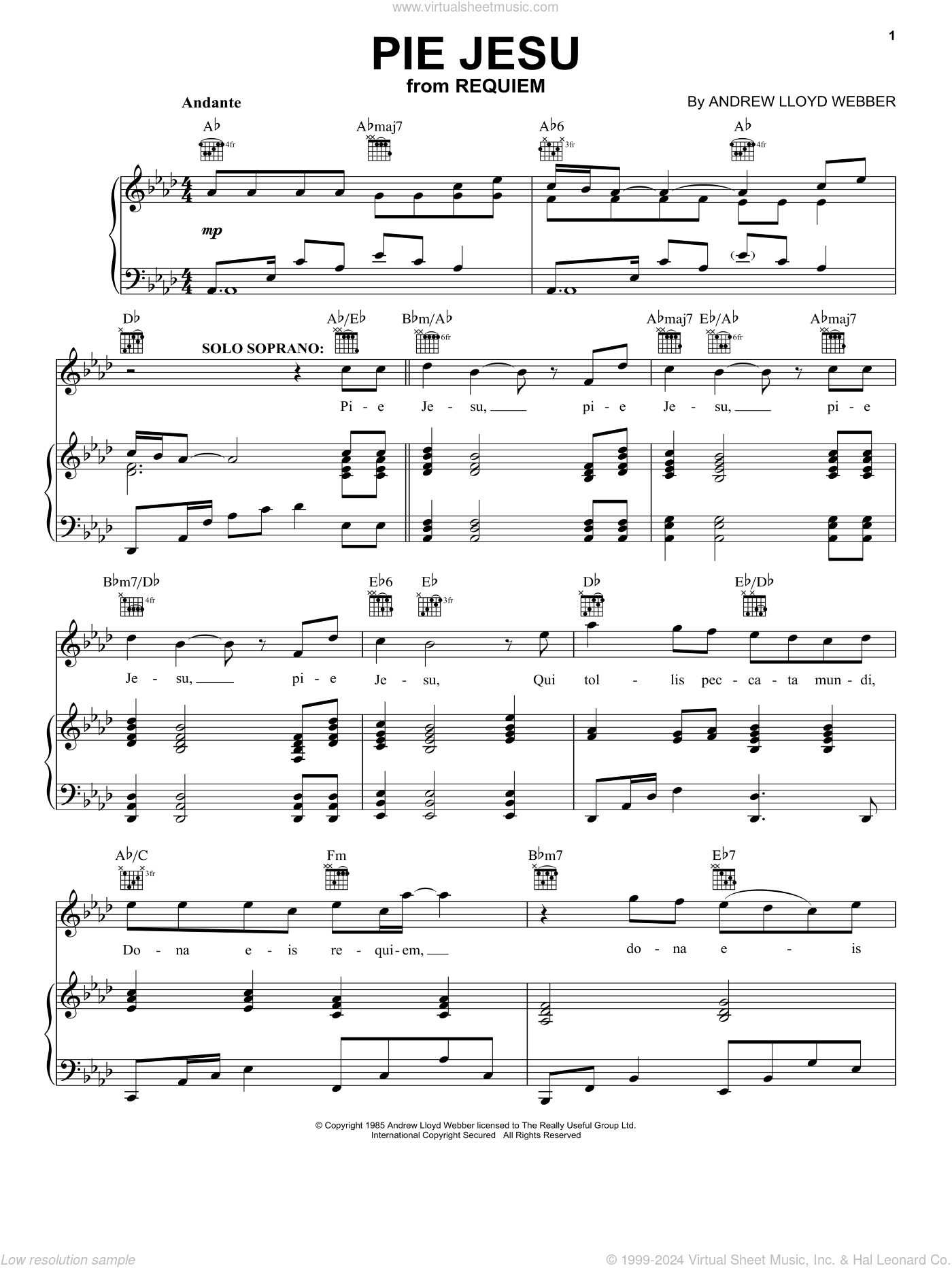 Pie Jesu From Requiem Sheet Music For Voice Piano Or Guitar