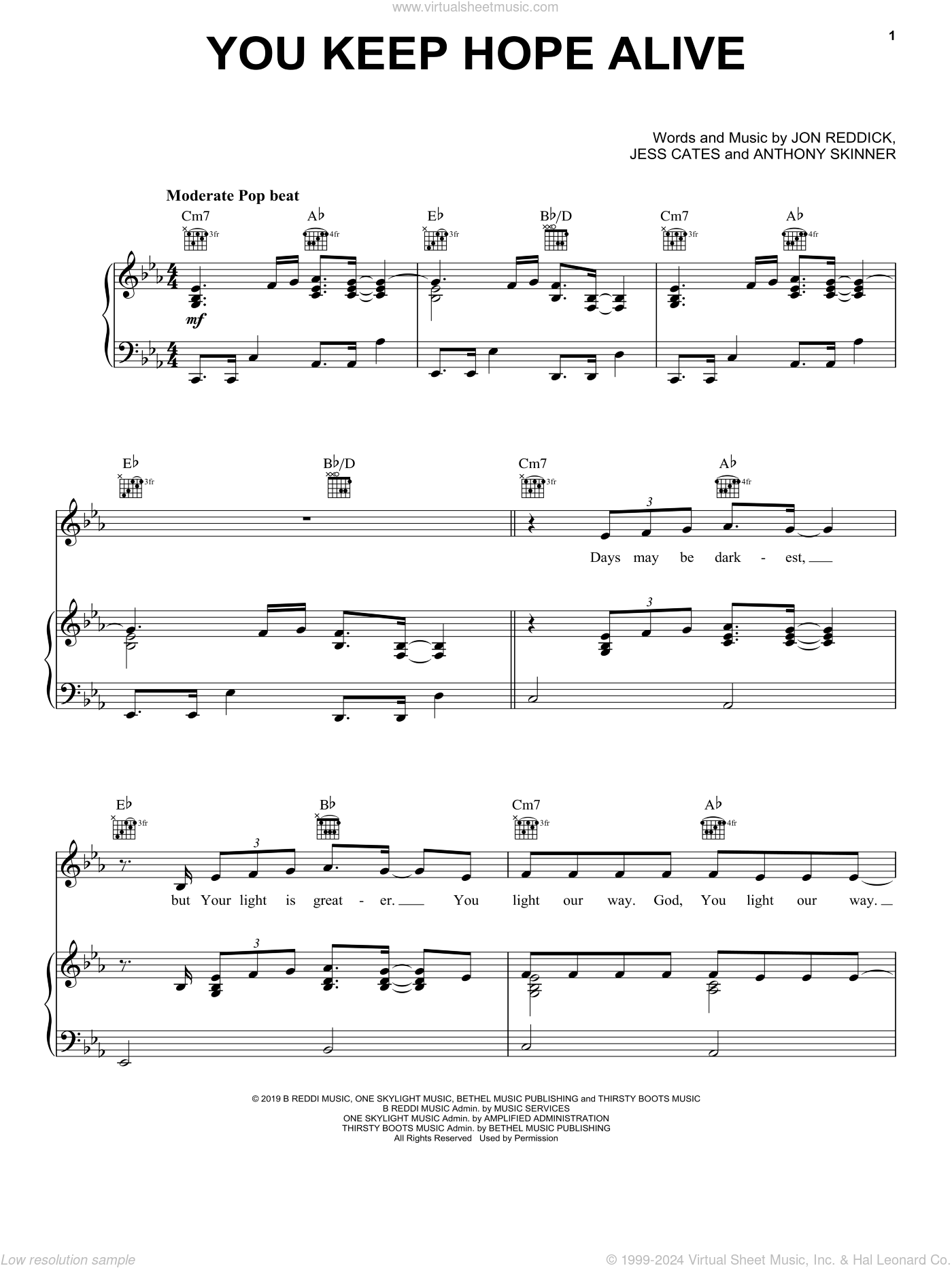 You Keep Hope Alive Sheet Music For Voice Piano Or Guitar PDF