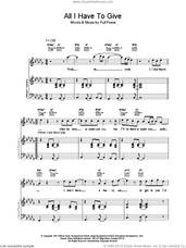 Cover icon of All I Have To Give sheet music for voice, piano or guitar by Backstreet Boys, intermediate skill level