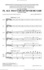 Cover icon of All That Could Never Be Said (Movement IX from The Lost Birds) sheet music for choir (SATB Divisi) by Christopher Tin and Sara Teasdale, intermediate skill level
