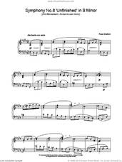 Cover icon of Symphony No.8 'Unfinished' in B Minor - 2nd Movement: Andante con moto sheet music for piano solo by Franz Schubert, classical score, intermediate skill level