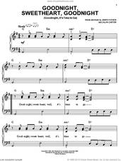 Cover icon of Goodnight, Sweetheart, Goodnight (Goodnight, It's Time To Go) sheet music for piano solo by The Moonglows, Dean Martin, The Platters, The Spaniels, Calvin Carter and James Hudson, easy skill level