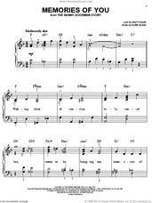 Cover icon of Memories Of You sheet music for piano solo by Rosemary Clooney, Andy Razaf and Eubie Blake, easy skill level