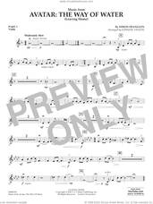 Cover icon of Music from Avatar: The Way Of Water (Leaving Home) (arr. Vinson) sheet music for concert band (pt.1 - violin) by Simon Franglen and Johnnie Vinson, intermediate skill level