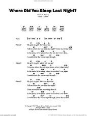 Cover icon of Where Did You Sleep Last Night sheet music for guitar (chords) by Lead Belly and Huddie Ledbetter, intermediate skill level