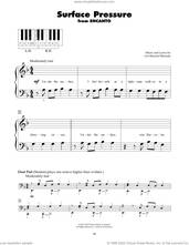 Cover icon of Surface Pressure (from Encanto) sheet music for piano solo (5-fingers) by Lin-Manuel Miranda and Jessica Darrow, beginner piano (5-fingers)
