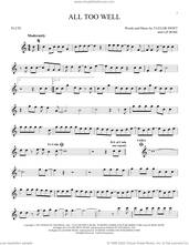 Cover icon of All Too Well sheet music for flute solo by Taylor Swift and Liz Rose, intermediate skill level