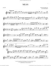 Cover icon of Mean sheet music for flute solo by Taylor Swift, intermediate skill level
