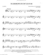 Cover icon of Teardrops On My Guitar sheet music for clarinet solo by Taylor Swift and Liz Rose, intermediate skill level