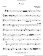Cover icon of Mean sheet music for clarinet solo by Taylor Swift, intermediate skill level