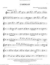 Cover icon of cardigan sheet music for alto saxophone solo by Taylor Swift and Aaron Dessner, intermediate skill level