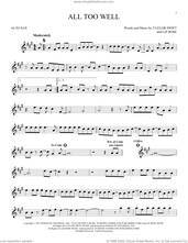 Cover icon of All Too Well sheet music for alto saxophone solo by Taylor Swift and Liz Rose, intermediate skill level
