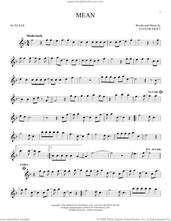 Cover icon of Mean sheet music for alto saxophone solo by Taylor Swift, intermediate skill level