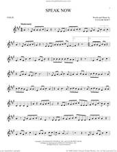 Cover icon of Speak Now sheet music for violin solo by Taylor Swift, intermediate skill level