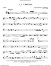 Cover icon of All Too Well sheet music for violin solo by Taylor Swift and Liz Rose, intermediate skill level