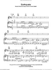 Cover icon of Earthquake sheet music for voice, piano or guitar by Little Boots, Greg Kurstin and Victoria Hesketh, intermediate skill level