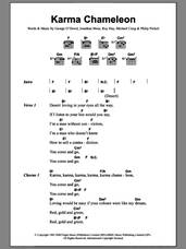 Cover icon of Karma Chameleon sheet music for guitar (chords) by Culture Club, Jonathan Moss, Michael Craig, Philip Pickett and Roy Hay, intermediate skill level