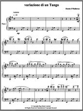 Cover icon of Variazione Di Un Tango sheet music for piano solo by Dustin O'Halloran, classical score, intermediate skill level