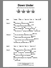 Cover icon of Down Under sheet music for guitar (chords) by Men At Work, Colin Hay and Ron Strykert, intermediate skill level