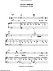 Cover icon of My Declaration sheet music for voice, piano or guitar by Tom Baxter, intermediate skill level
