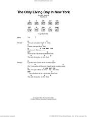 Cover icon of The Only Living Boy In New York sheet music for guitar (chords) by Simon & Garfunkel and Paul Simon, intermediate skill level