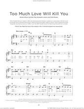 Cover icon of Too Much Love Will Kill You, (beginner) sheet music for piano solo by Queen, Brian May, Elizabeth Lamers and Frank Musker, beginner skill level