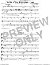 Cover icon of Pirates of the Caribbean, part 3 (arr. michael brown) sheet music for marching band (Eb baritone sax) by Klaus Badelt, Michael Brown and Will Rapp, intermediate skill level