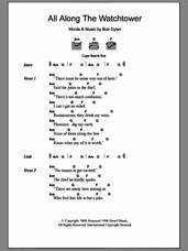 Cover icon of All Along The Watchtower sheet music for guitar (chords) by Bob Dylan and Jimi Hendrix, intermediate skill level