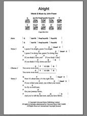 Cover icon of Alright sheet music for guitar (chords) by John Power, intermediate skill level