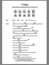 Cover icon of 7 Days sheet music for guitar (chords) by Craig David, Darren Hill and Mark Hill, intermediate skill level